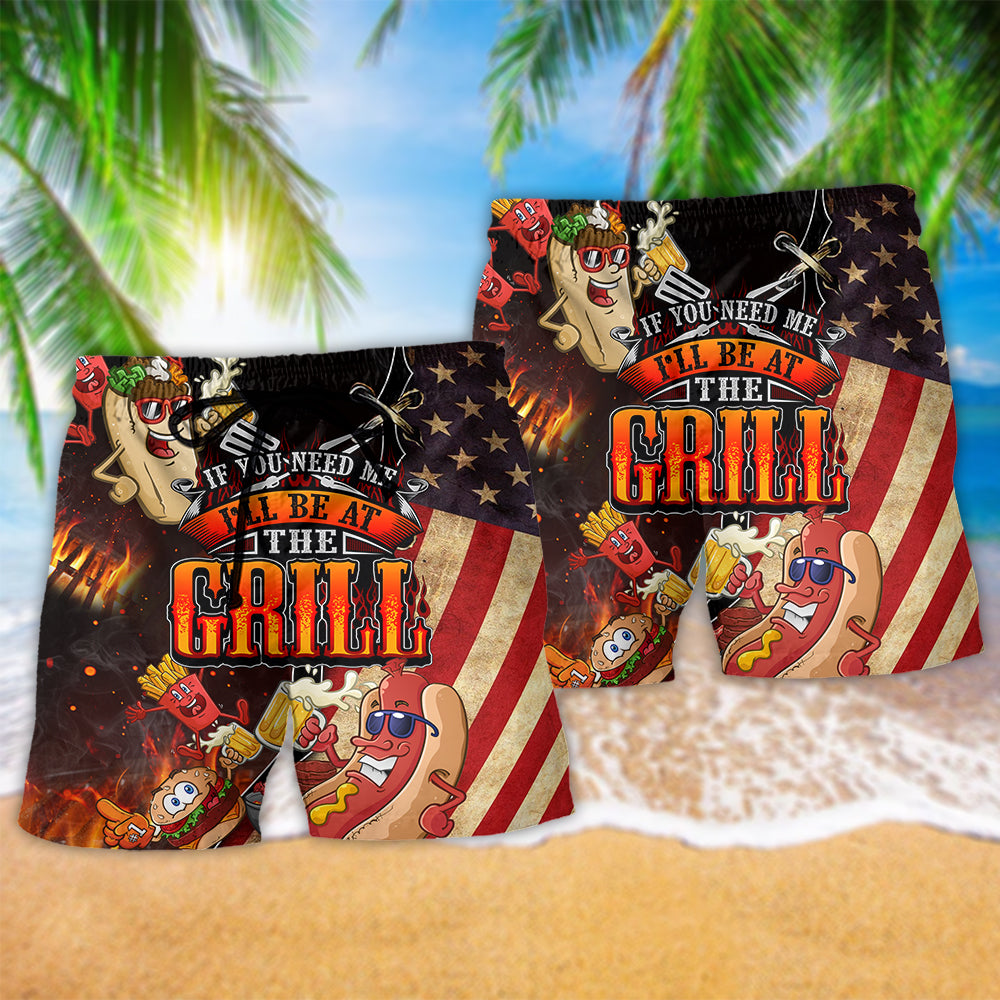 Food Barbecue I Will Be At The Grill Hawaiian Beach Shorts For Weekend Getaways And Comfort