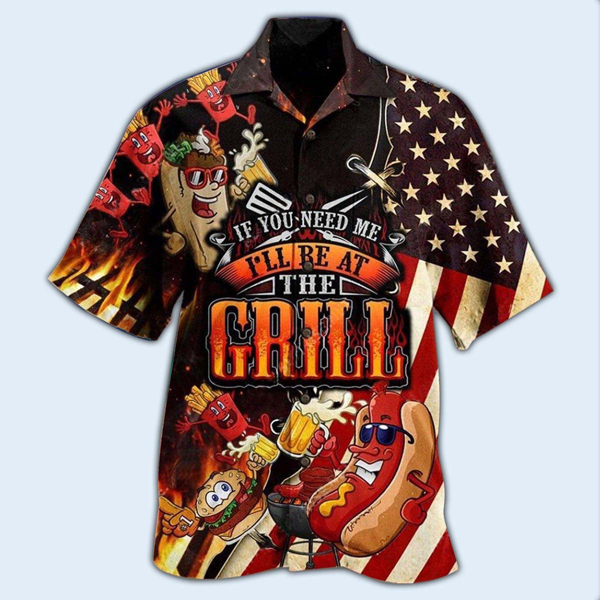 Food Barbecue Grill Hawaiian Shirt Pattern Detail For Summer Holidays And Outdoor Fun