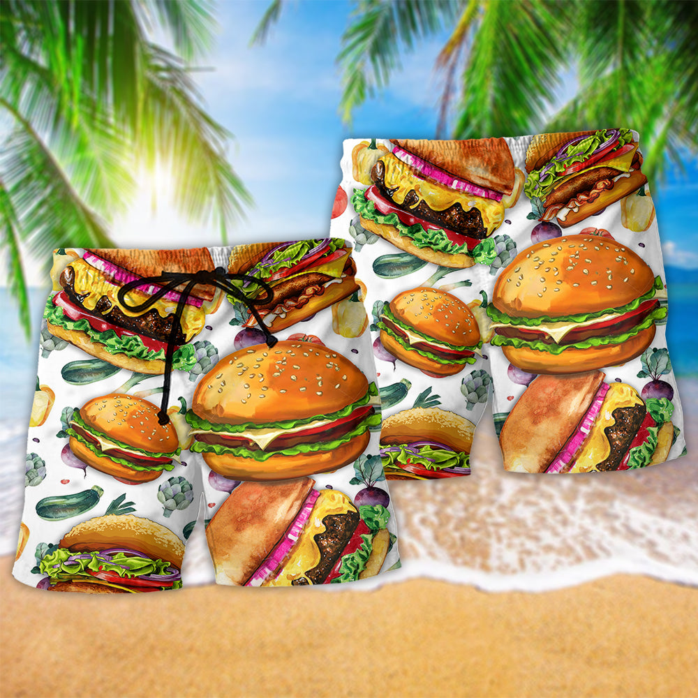 Burger Lover Funny Food Quote Beach Shorts For Summer Vacation And Coastal Travel