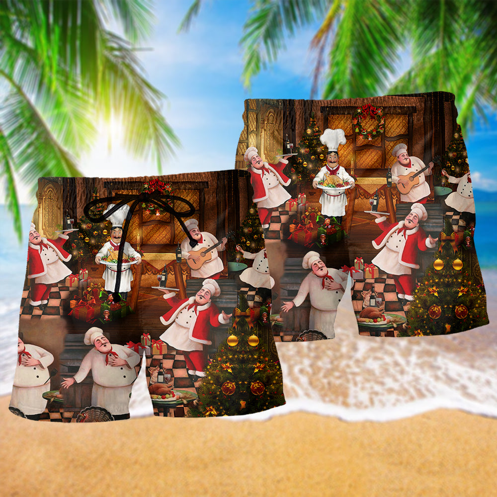 Christmas Food Beach Shorts Pattern Detail For Relaxed Weekends And Leisure And Relaxation