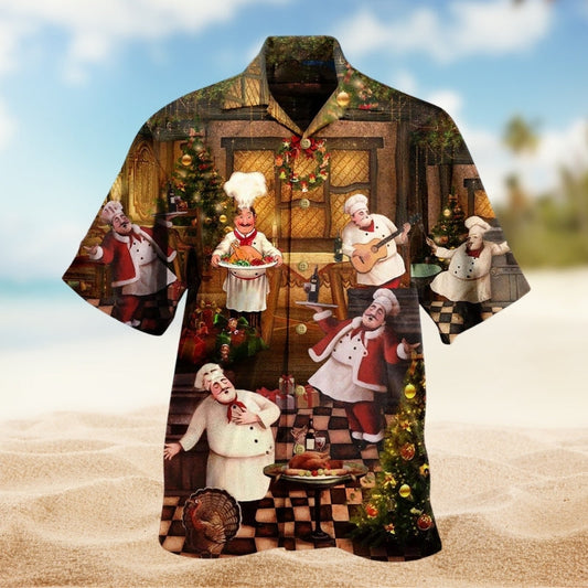 Christmas Santa Reindeer Bear Hawaiian Shirt Detailed Pattern View For Outdoor Gatherings