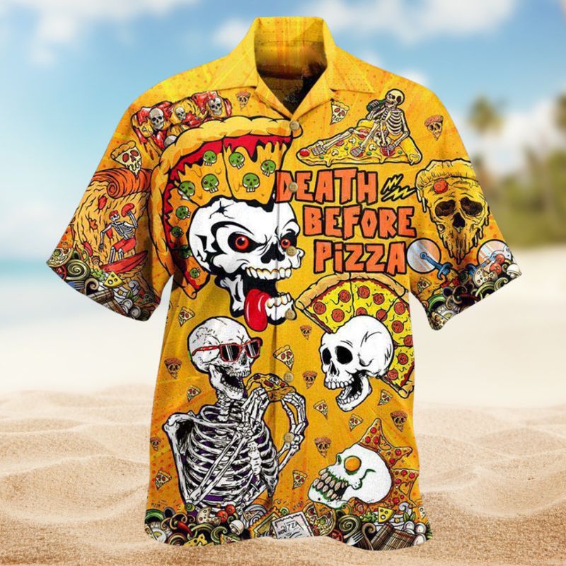Food Death Pizza Hawaiian Shirt For Summer Vacation, Beach Travel, And Casual Wear