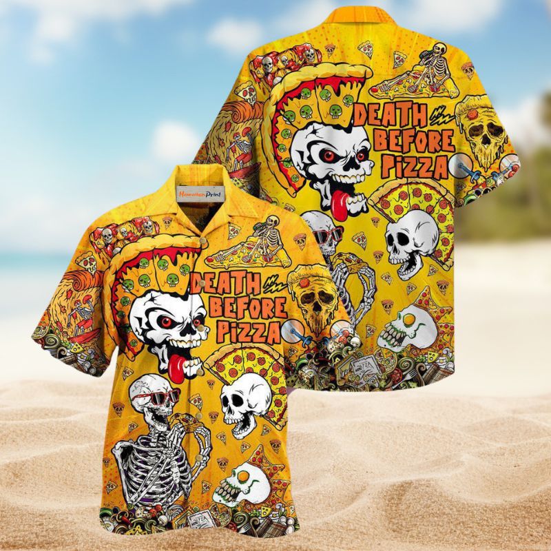 Food Death Pizza Hawaiian Shirt For Summer Vacation, Beach Travel, And Casual Wear