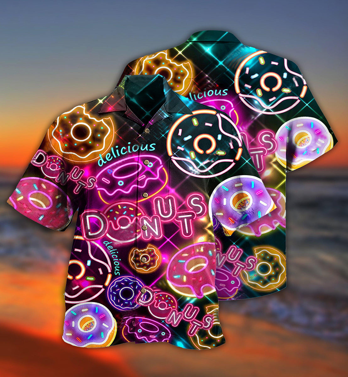 Food Donut Vibe Stunning Hawaiian Shirt Design Detail For Beach Days And Holiday Travel