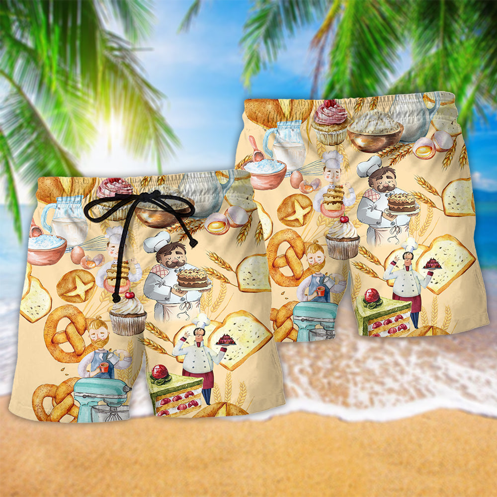 Bakery First Bite Color Beach Shorts Pattern Detail For Beachside Relaxation And Comfortable Resort Style