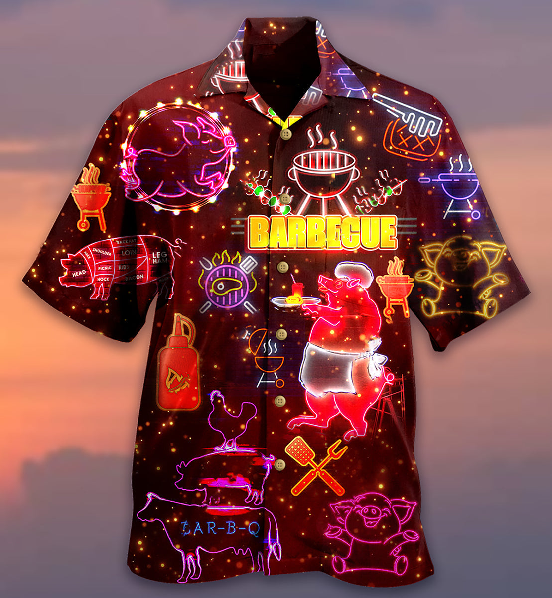 Food Barbeque Hawaiian Shirt Design View For Resort Travel And Thoughtful Gifting