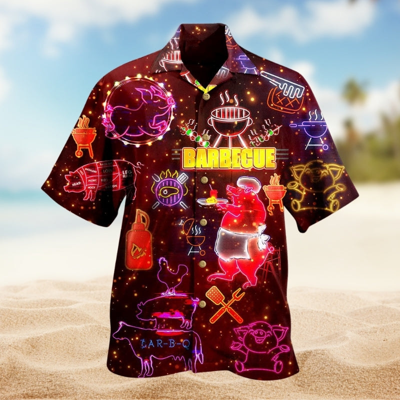 Christmas Cat Hawaiian Shirt Detailed Pattern View For Tropical Vacations