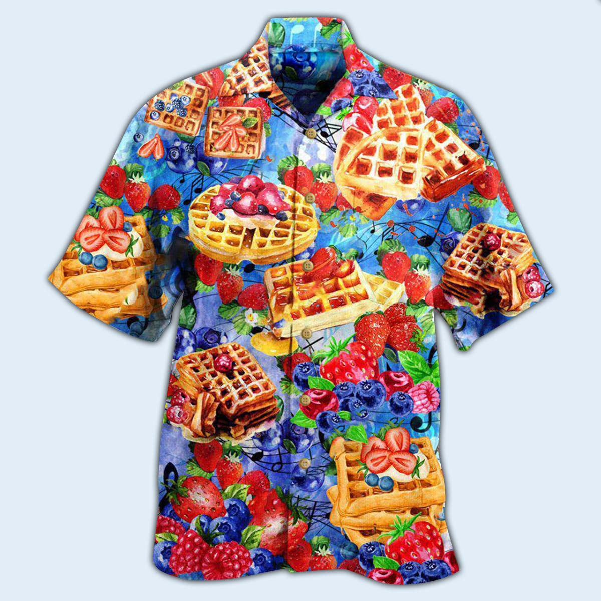 Food Pancake Strawbery Bluebery Delicious Hawaiian Shirt Pattern Detail For Summer Holidays And Outdoor Fun