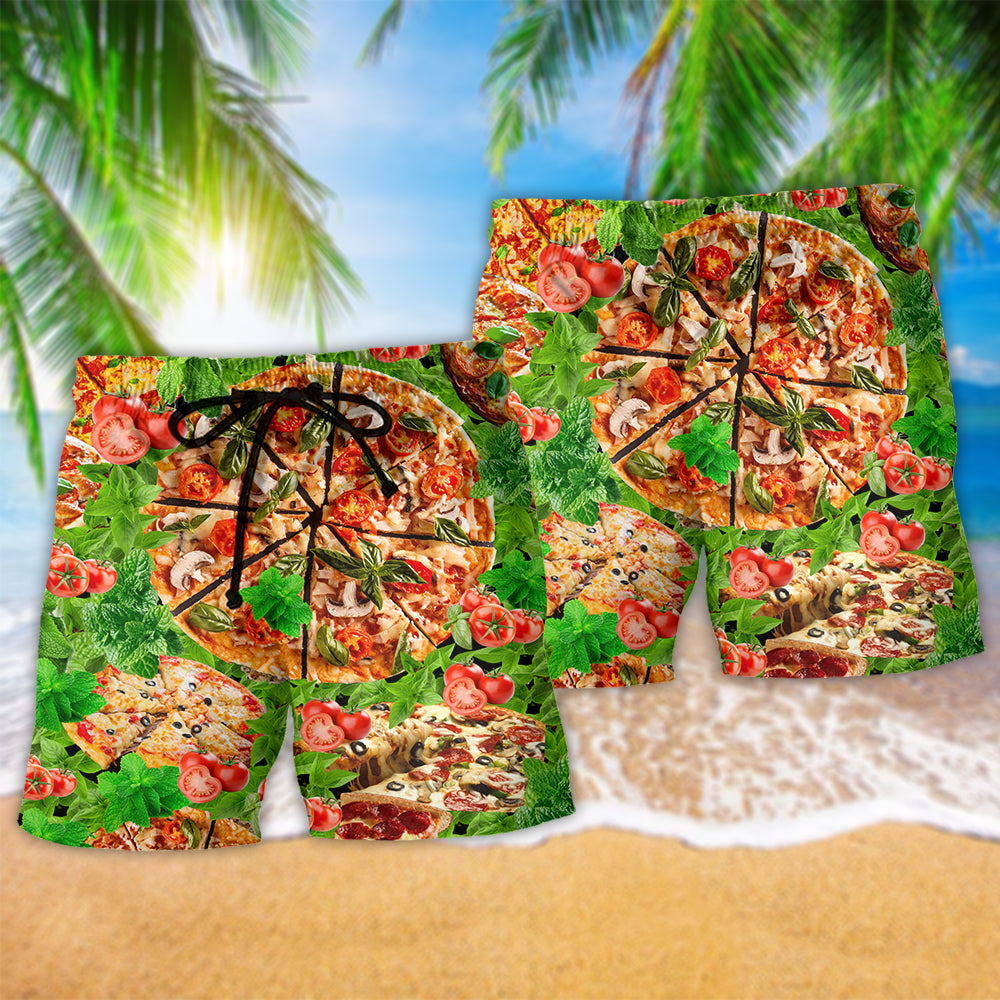 Pizza First Bite Beach Shorts Pattern Detail For Relaxed Weekends And Everyday Comfort