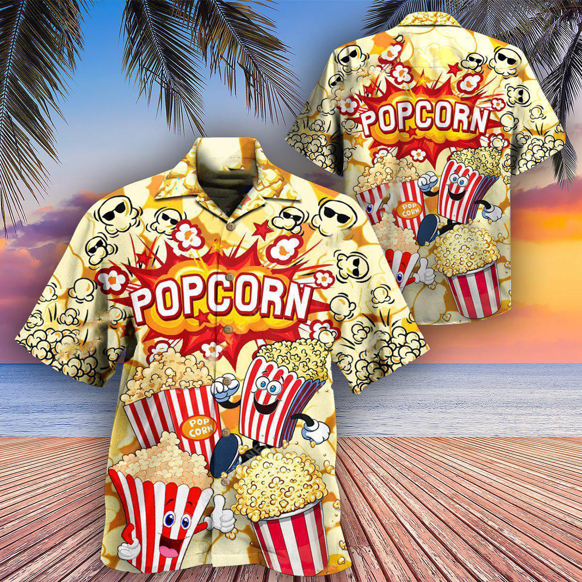 Food Popcorn Answer Bang Hawaiian Shirt Design Detail For Beach Days And Holiday Travel