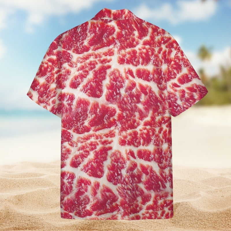 Barbecue Meat Pattern Hawaiian Shirt For Summer Parties Resort Vacations And Casual Beach Gatherings