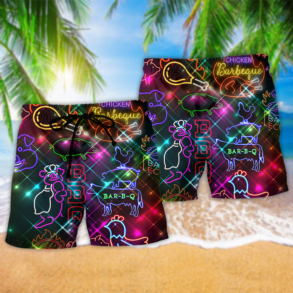 Backyard BBQ Beach Shorts Pattern Detail For Poolside Fun And Distinctive Seasonal Style