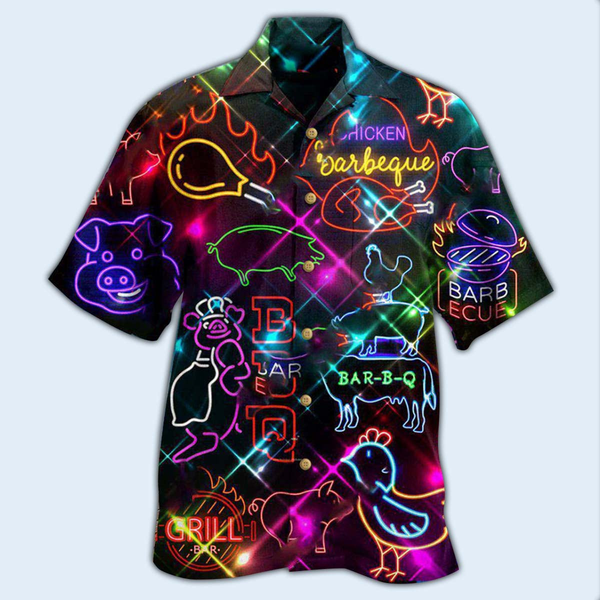 Food Real Men Smell Barbecue Stunning Hawaiian Shirt Artwork Detail For Tropical Trips And Casual Outings
