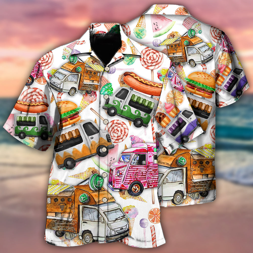 Food Truck Hawaiian Shirt For Coastal Travel, Casual Events, And Comfortable Summer Wear