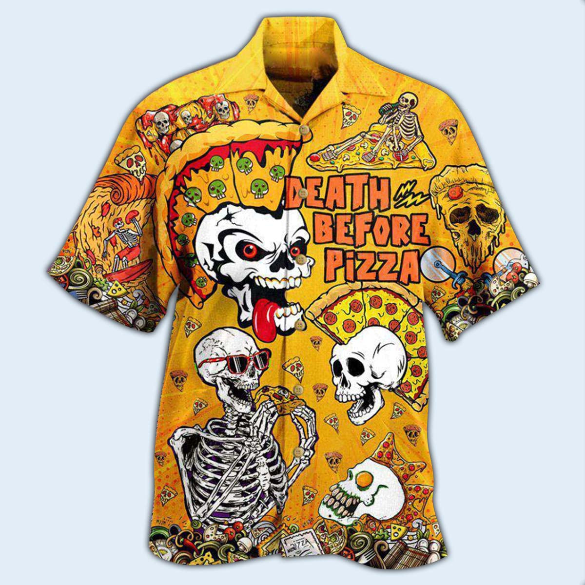Food We're Death Nice Pizza Hawaiian Shirt Artwork View For Coastal Escapes And Resort Style