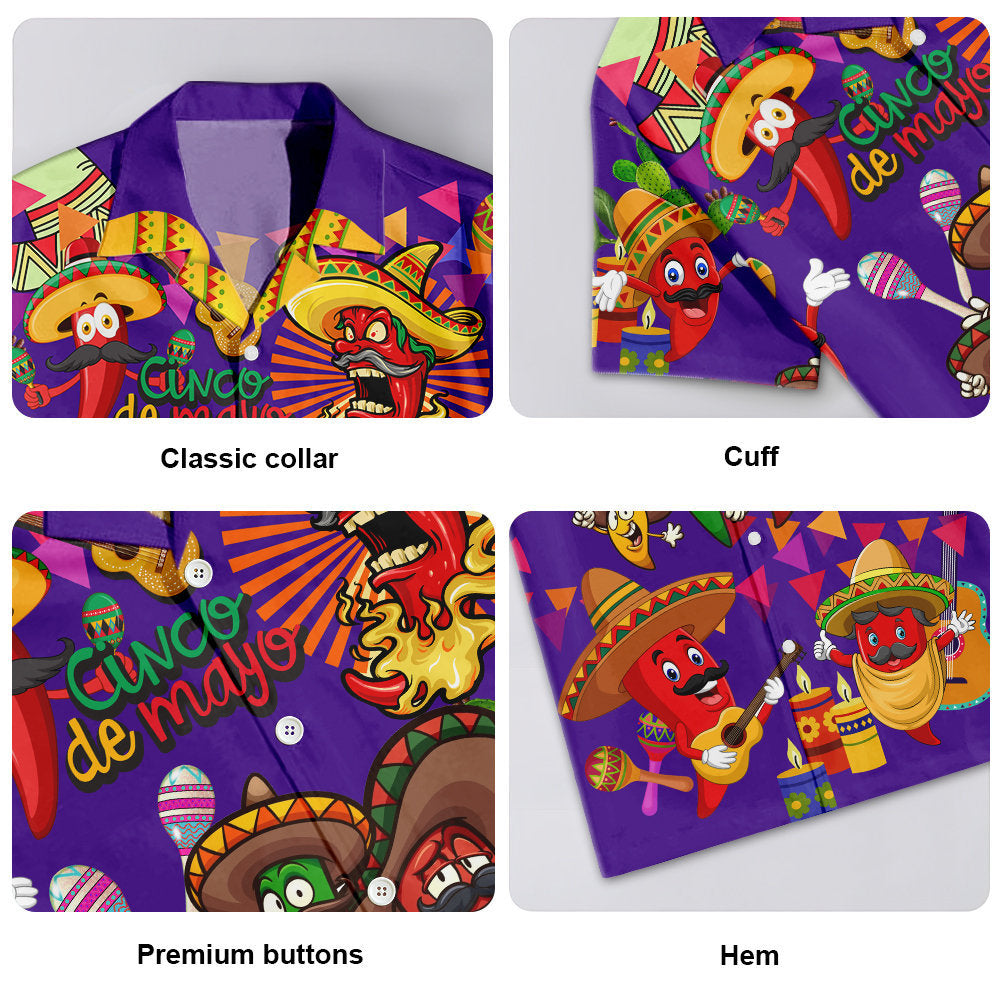 Purple Food Feeling Chili Hot Hawaiian Shirt Pattern View For Lightweight Everyday Style