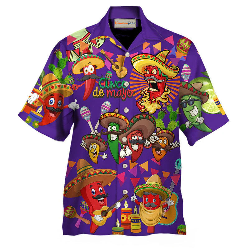 Purple Food Feeling Chili Hot Hawaiian Shirt Design Detail For Beach Days And Holiday Travel