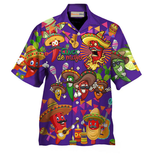 Purple Food Feeling Chili Hot Hawaiian Shirt Design Detail For Beach Days And Holiday Travel