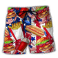 Food USA Independence Day Star Beach Shorts For Tropical Getaways And Weekend Adventures
