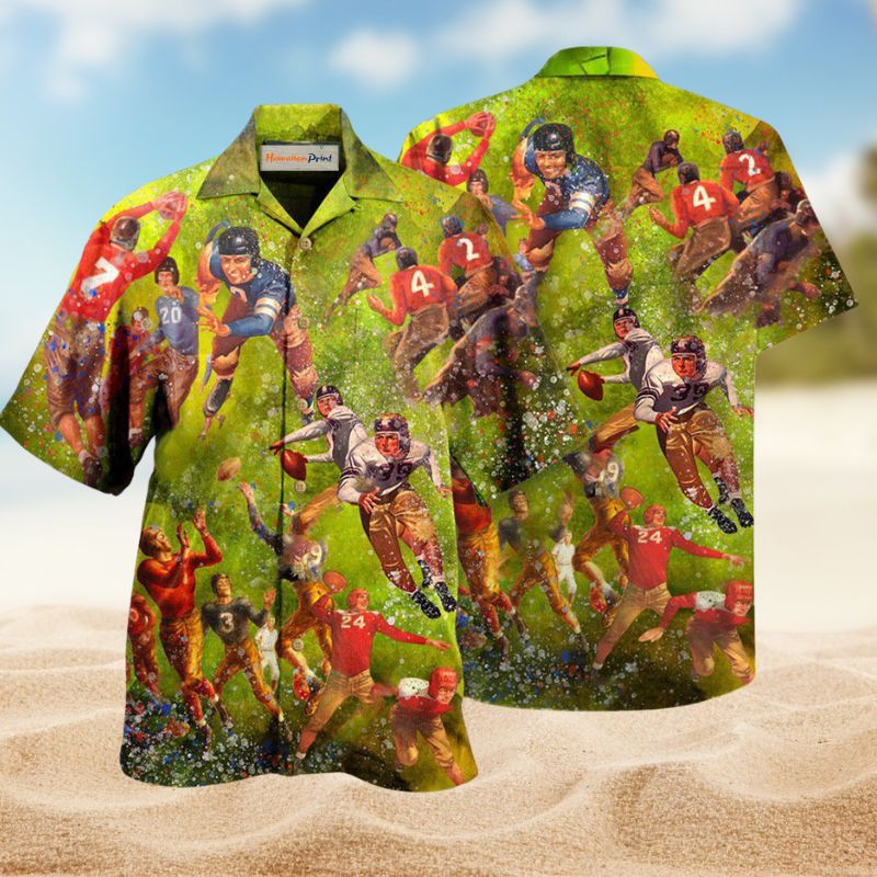 Football Playing Hawaiian Shirt For Beach Days, Summer Outings, And Thoughtful Gift Giving