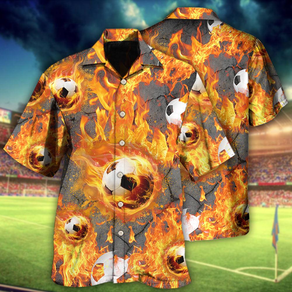 Football Fire Hawaiian Shirt For Coastal Travel, Casual Events, And Comfortable Summer Wear