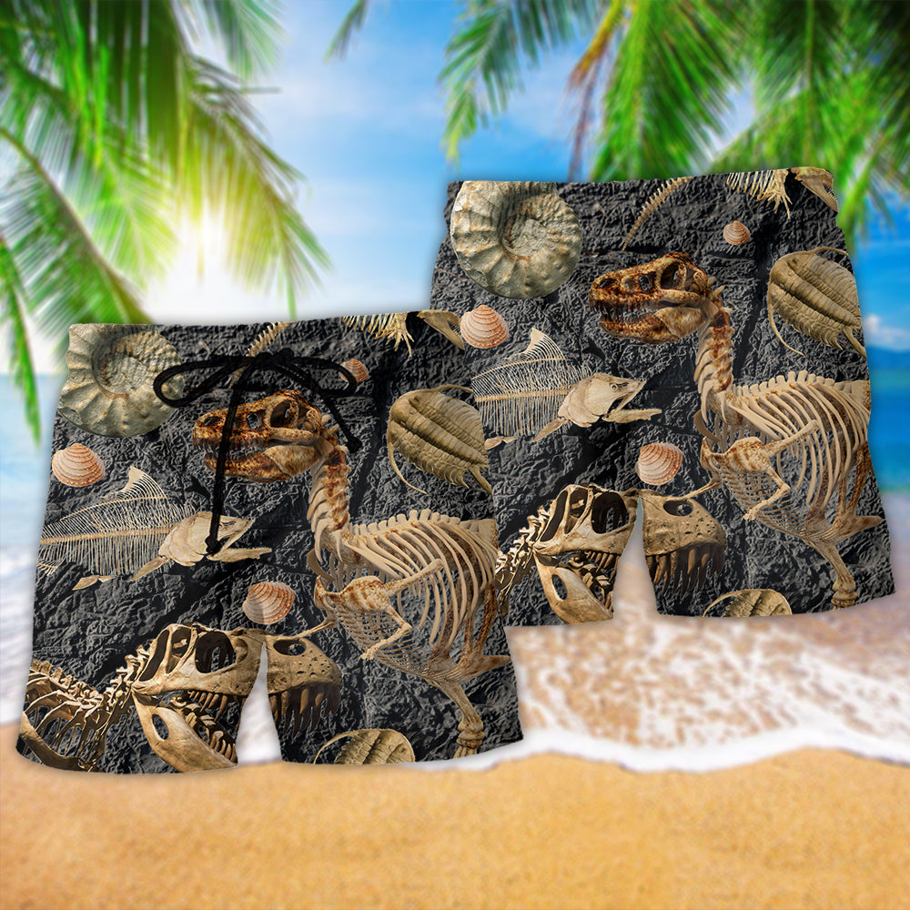 Dinosaur Fossil Collection Beach Shorts For Resort Travel And Thoughtful Summer Gifting
