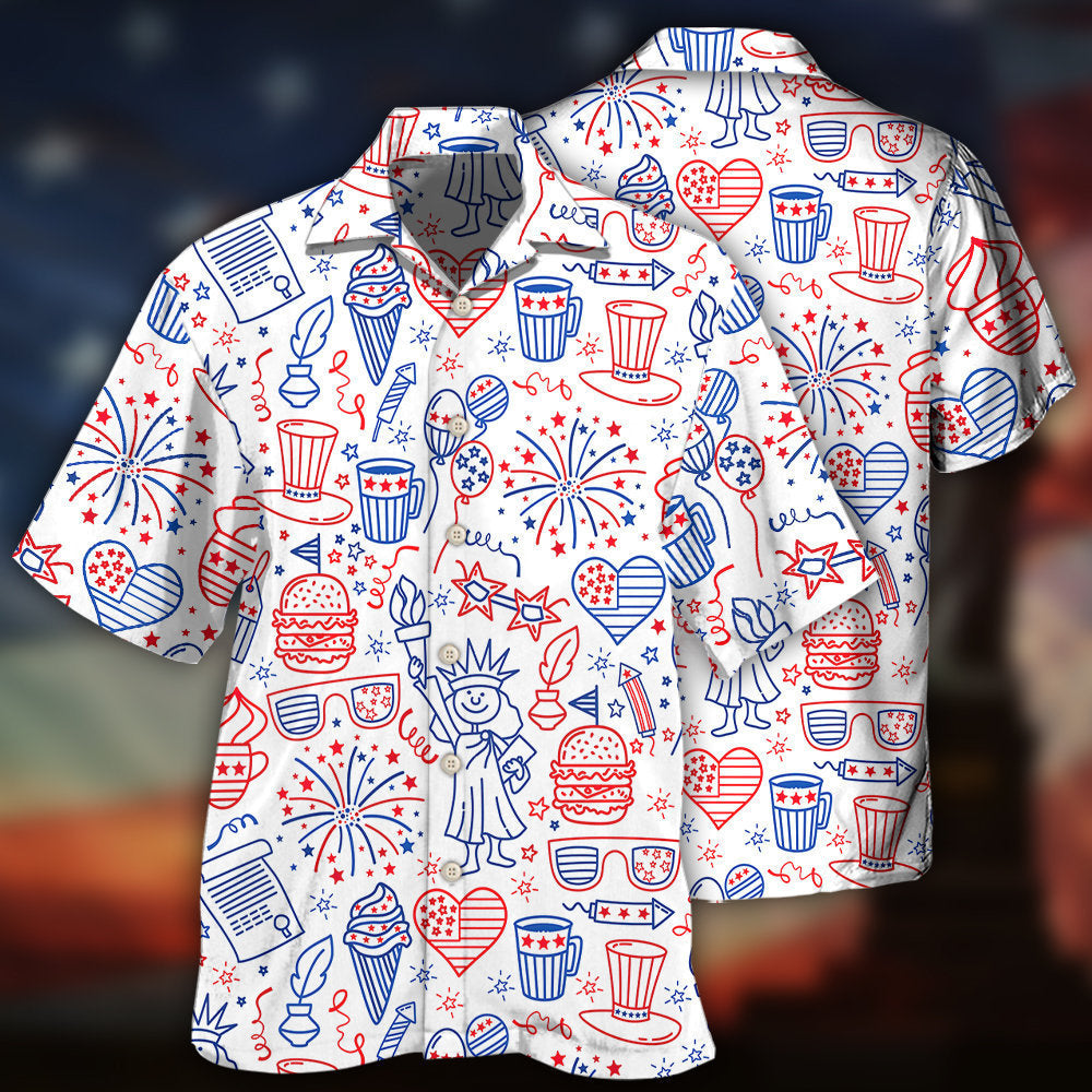 Patriotic American Hawaiian Shirt With All Over Print For Island Trips Summer Gatherings And Comfortable Daily Wear
