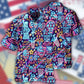 Patriotic American Hawaiian Shirt With All Over Print For Resort Travel Summer Outings And Casual Gatherings
