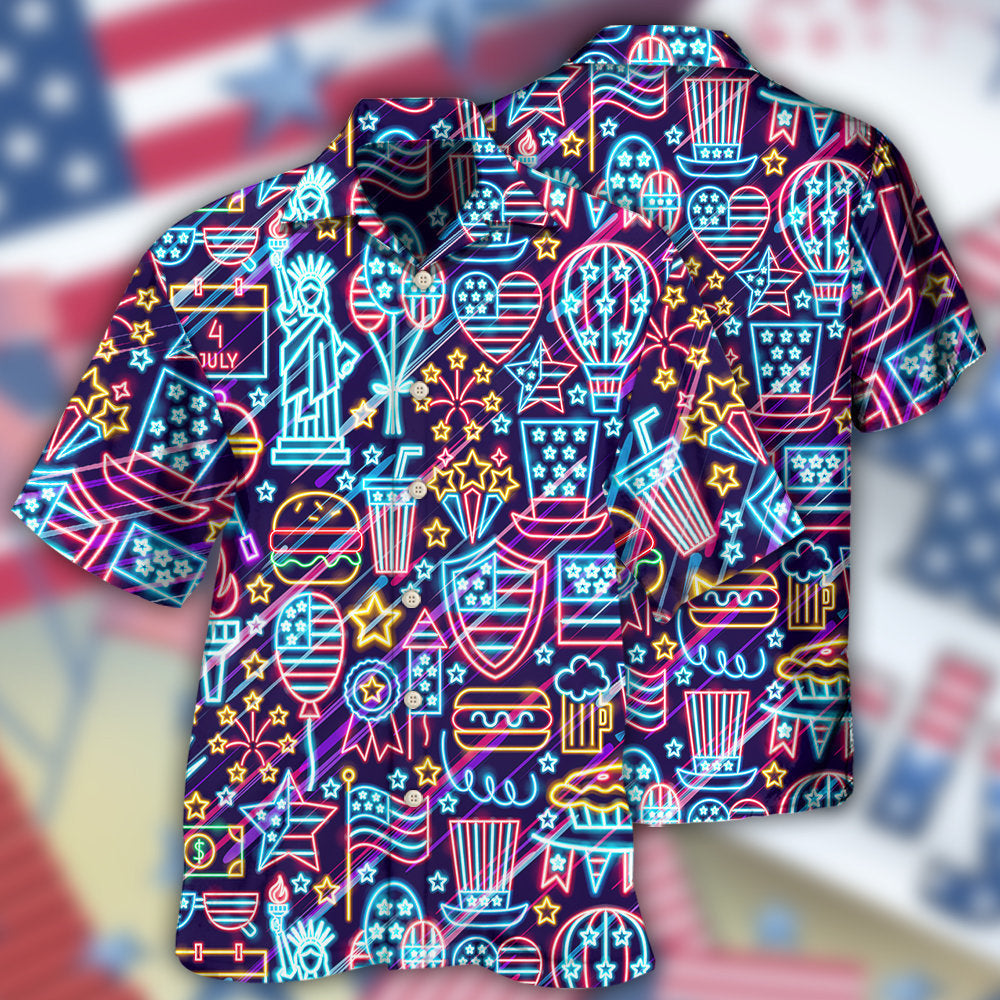 Patriotic American Hawaiian Shirt With All Over Print For Resort Travel Summer Outings And Casual Gatherings