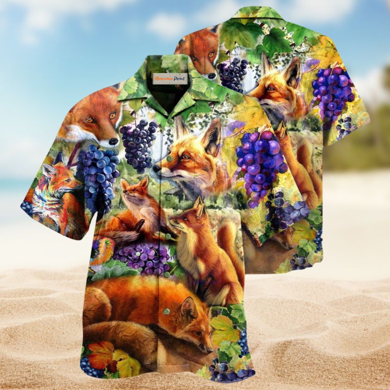 Fox Grape Hawaiian Shirt For Island Vacations, Resort Wear, And Relaxed Seasonal Style