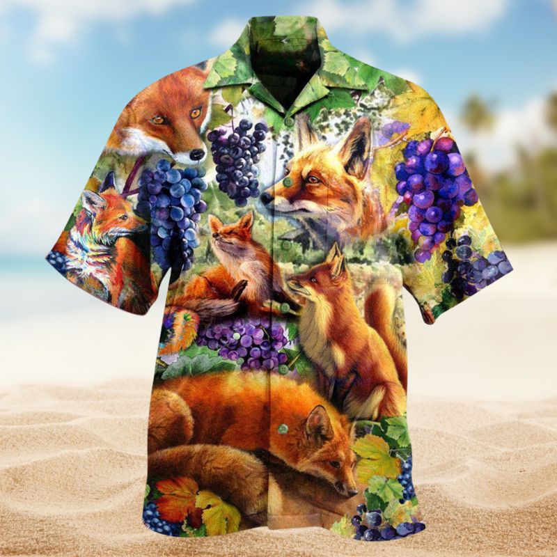 Fox Grape Hawaiian Shirt For Island Vacations, Resort Wear, And Relaxed Seasonal Style