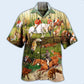 Fox Hunting Hawaiian Shirt With All Over Print For Vacation Parties Beach Outings And Relaxed Daily Wear
