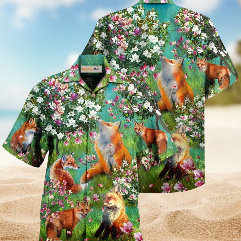 Fox Magnolia Breeze Hawaiian Shirt For Coastal Travel, Casual Events, And Comfortable Summer Wear