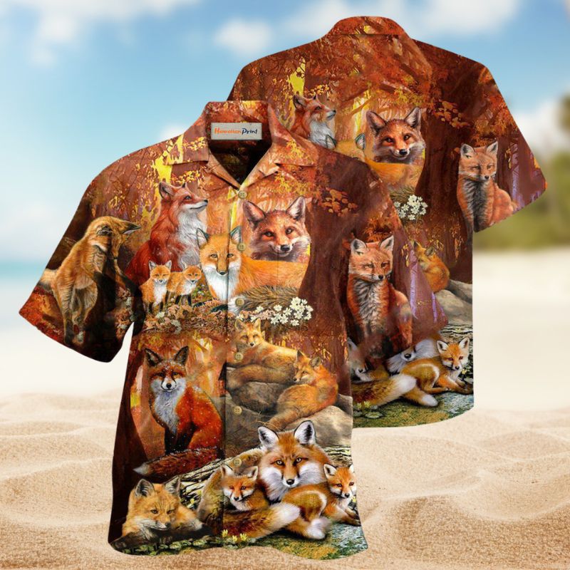 Fox Red Hawaiian Shirt For Tropical Holidays, Outdoor Gatherings, And Everyday Comfort