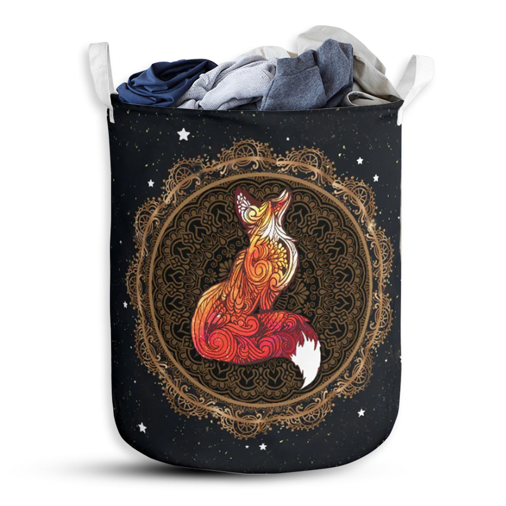 Fox Round Mandala Laundry Basket For Bathroom Bedroom Storage