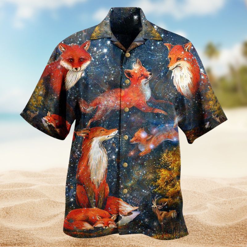 Fox Starlight Hawaiian Shirt For Beach Days, Summer Outings, And Thoughtful Gift Giving