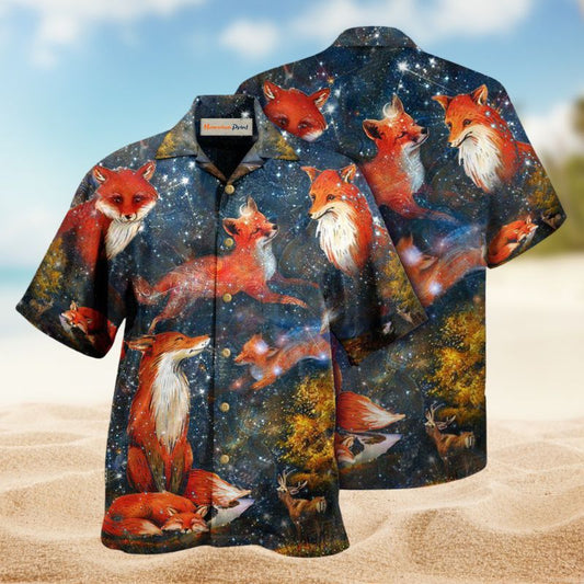Fox Starlight Hawaiian Shirt For Beach Days, Summer Outings, And Thoughtful Gift Giving