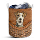 Fox Terrier Dog Rattan Texture Laundry Basket For Bathroom Bedroom Storage
