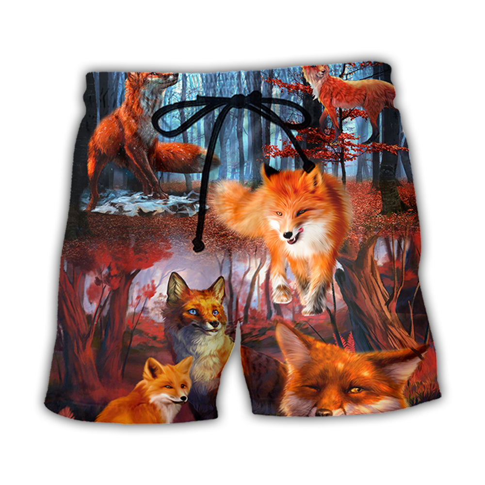 Fox Red Forest Beach Shorts Design Detail For Coastal Escapes And Daily Wear