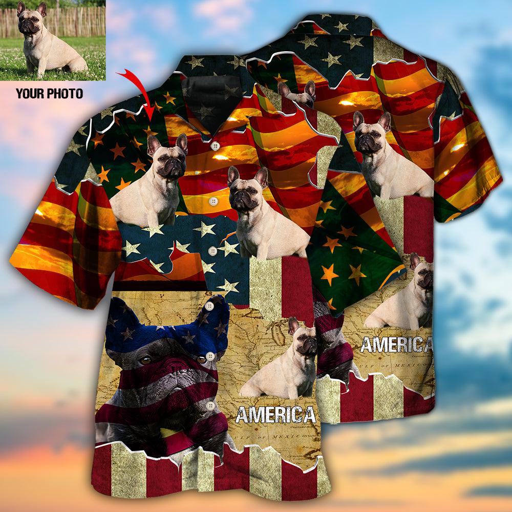 French Bulldog American Sunset Custom Photo Hawaiian Shirt For Poolside Relaxation And Sunny Getaways