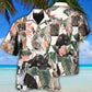 Tropical French Bulldog Leaf Pattern Hawaiian Shirt For Tropical Holidays, Resort Trips, And Relaxed Coastal Style
