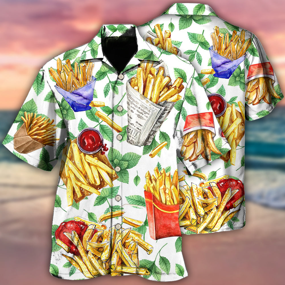 Food French Fries Delicious Hawaiian Shirt Pattern View For Lightweight Everyday Style
