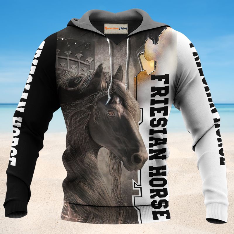 Friesian Horse Therapy Hoodie For Rustic Casual Looks Outdoor Events And Comfortable Layering