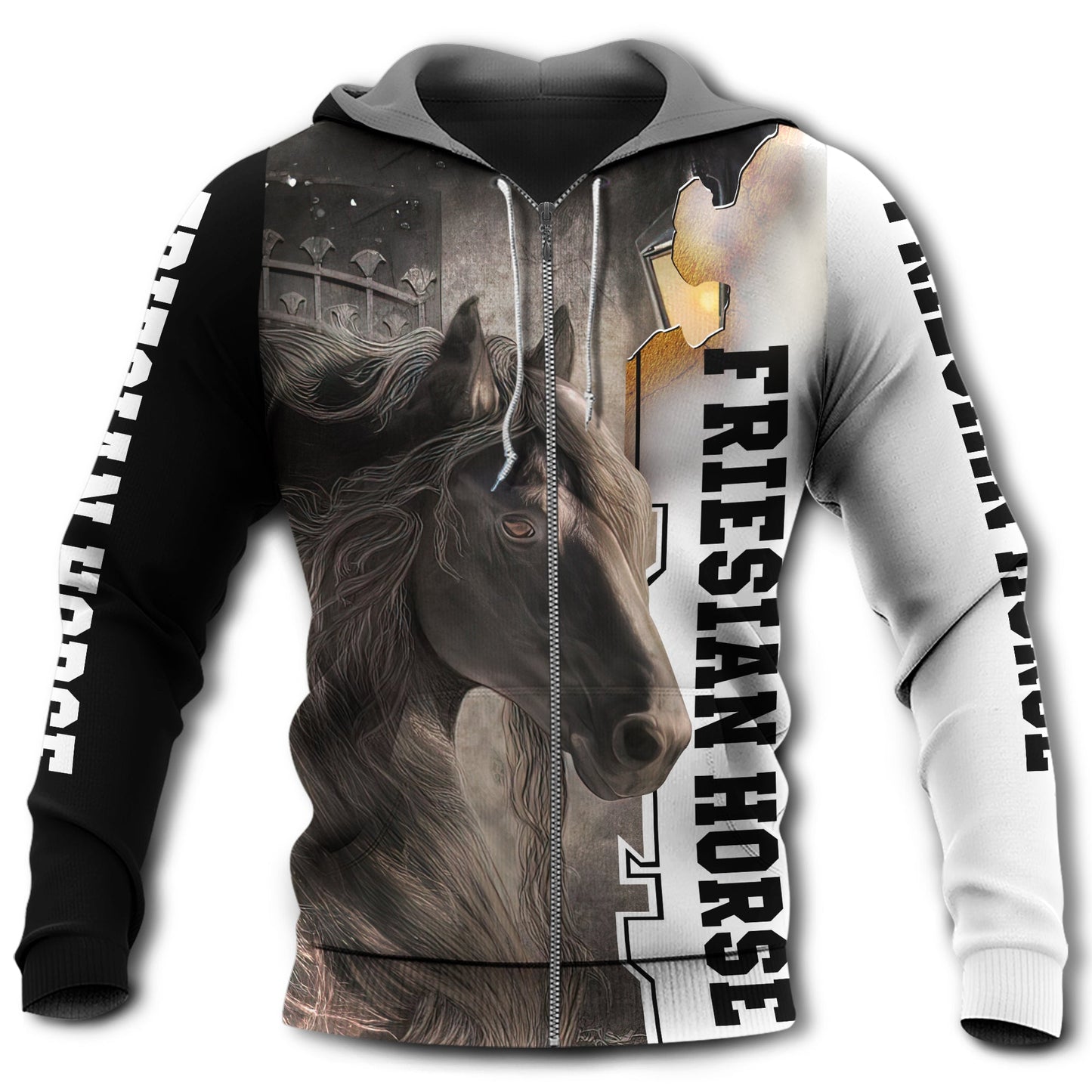 Friesian Horse Therapy Hoodie For Rustic Casual Looks Outdoor Events And Comfortable Layering
