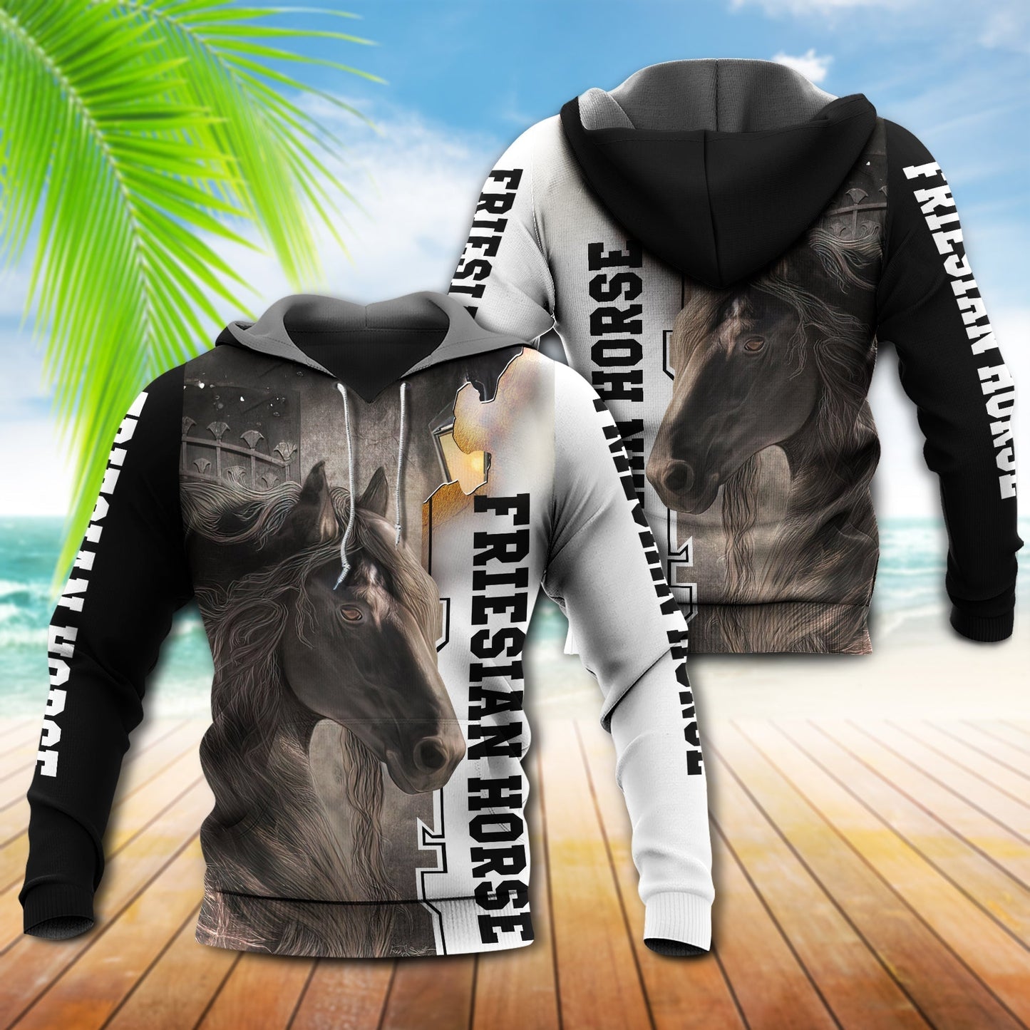 Friesian Horse Therapy Hoodie For Rustic Casual Looks Outdoor Events And Comfortable Layering