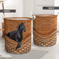 Horse Frisian Horse Rattan Texture Laundry Basket For Room Home Organizer