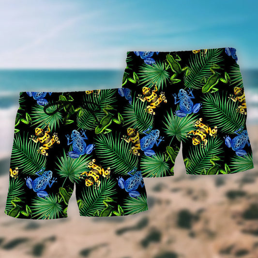 Cute Frog Tropical Leaf Beach Shorts For Sunny Holidays And Comfortable Daily Styling