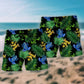 Frog Green Tropical Leaf Print Beach Shorts Pattern View For Relaxed Vacation Styling