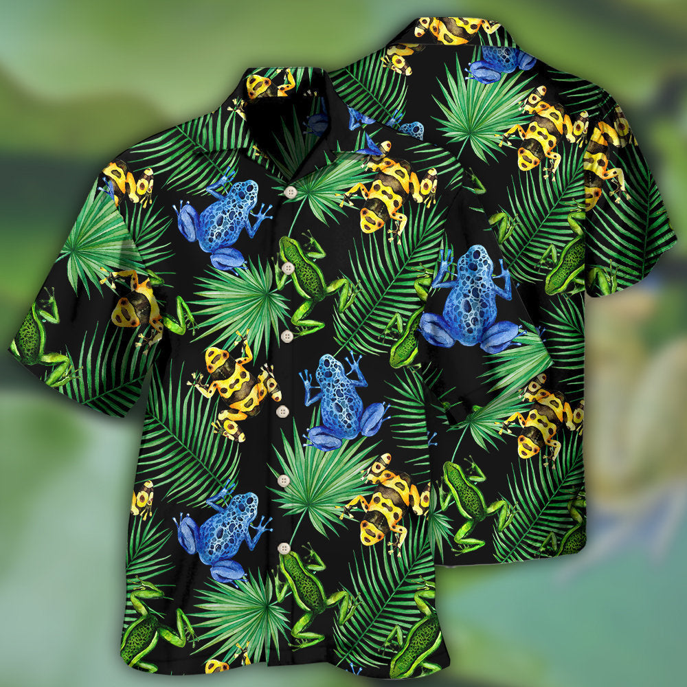 Tropical Frog Leaf Pattern Hawaiian Shirt For Beach Days, Summer Outings, And Thoughtful Gift Giving