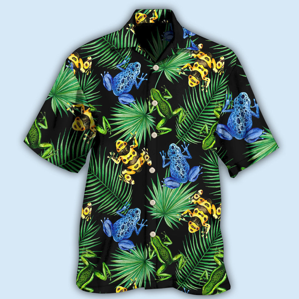 Tropical Frog Leaf Pattern Hawaiian Shirt For Beach Days, Summer Outings, And Thoughtful Gift Giving